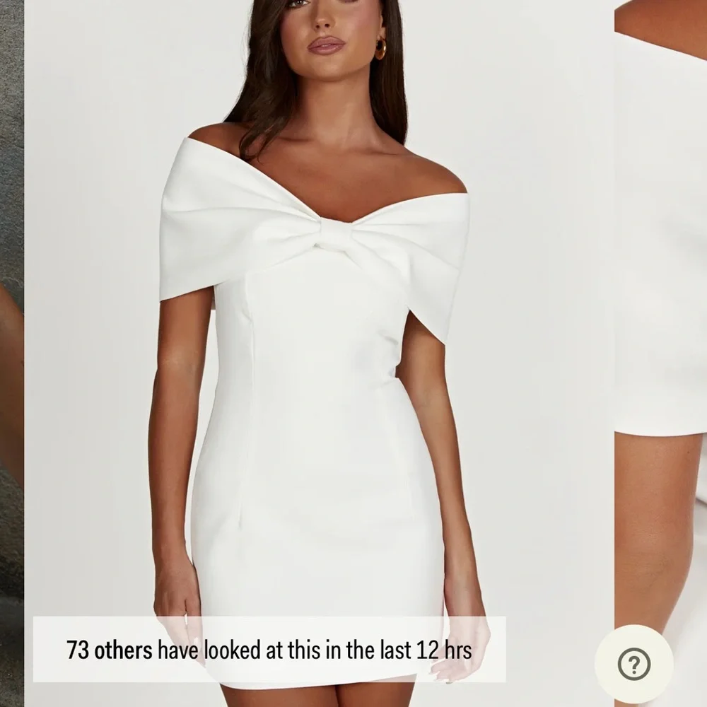 Meshki White Off-Shoulder Bow Mini Dress - Picture 4 of 7